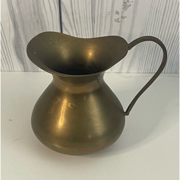Vintage Solid Brass Pitcher 4 1/2" Made in India - Picture 2 of 3